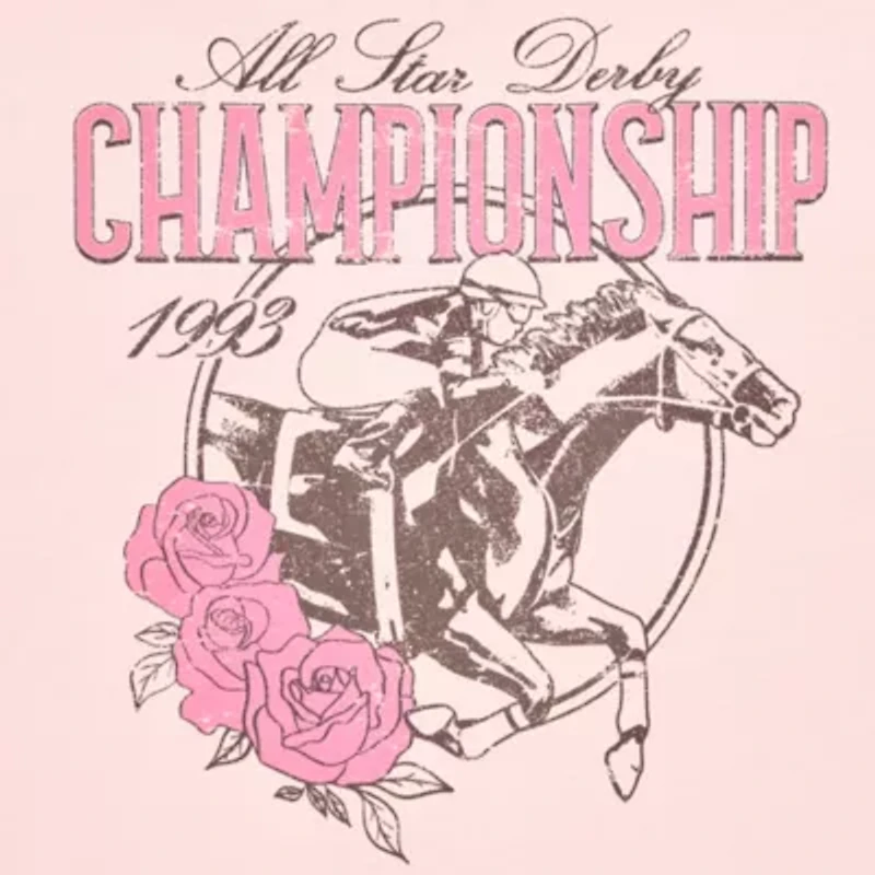 Derby Womens Juniors Crew Neck Short Sleeve Oversized Graphic T-Shirt