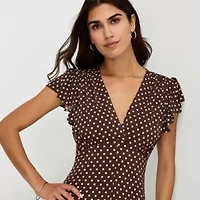 MSK Womens V Neck Short Sleeve Flutter Maxi Dress