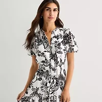 MSK Womens V Neck Short Sleeve Puffed Maxi Dress