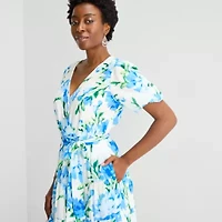 MSK Womens Short Sleeve Floral Maxi Dress