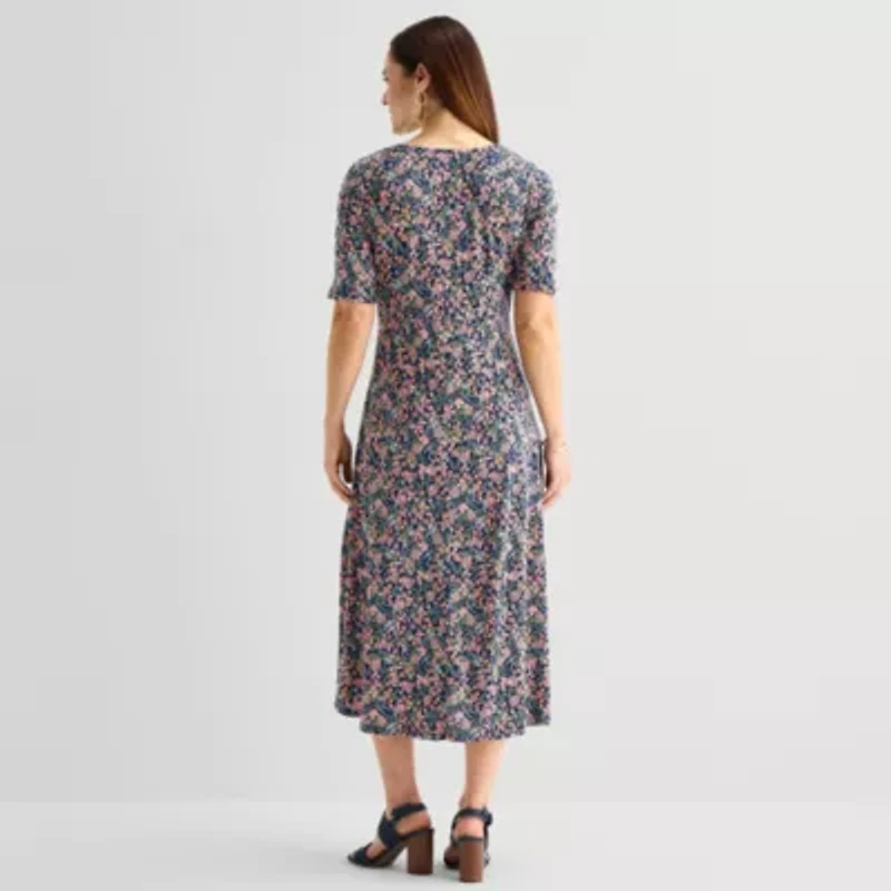 MSK Womens Short Sleeve Floral Maxi Dress