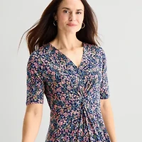 MSK Womens Short Sleeve Floral Maxi Dress