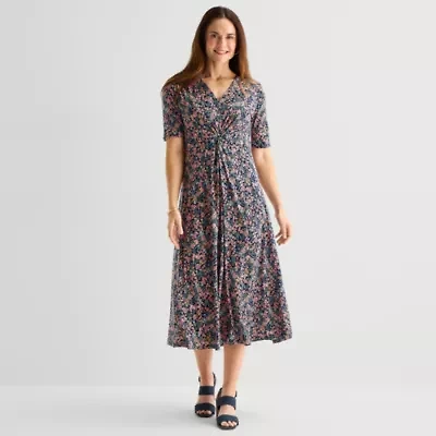 MSK Womens Short Sleeve Floral Maxi Dress