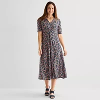 MSK Womens Short Sleeve Floral Maxi Dress