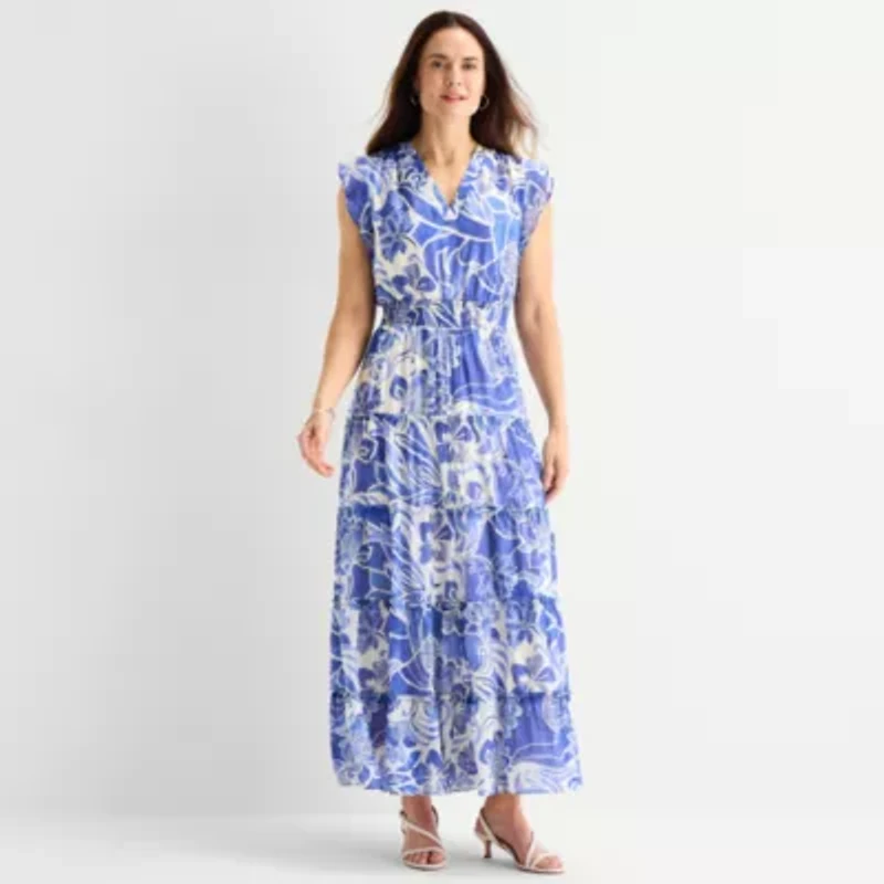 MSK Womens Sleeveless Floral Maxi Dress