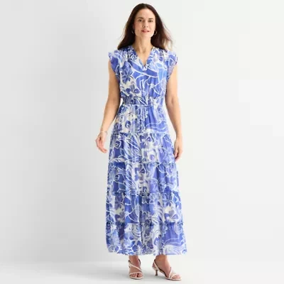 MSK Womens Sleeveless Floral Maxi Dress