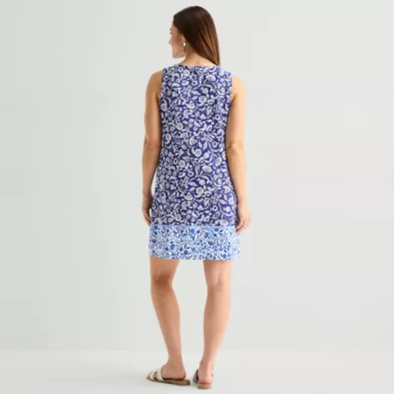 MSK Womens Sleeveless Paisley Shift Dress