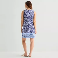 MSK Womens Sleeveless Paisley Shift Dress