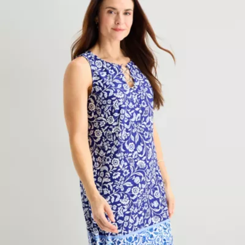 MSK Womens Sleeveless Paisley Shift Dress