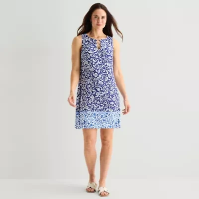 MSK Womens Sleeveless Paisley Shift Dress