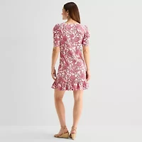 MSK Womens Short Sleeve Paisley Fit + Flare Dress