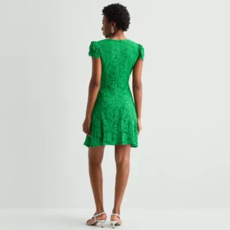 Jessica Howard Womens Short Sleeve Fit + Flare Dress