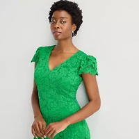 Jessica Howard Womens Short Sleeve Fit + Flare Dress