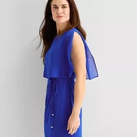Jessica Howard Womens Belted Sleeveless Shift Dress