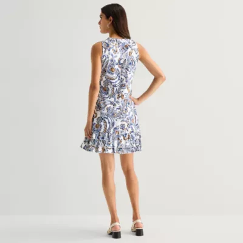 MSK Womens Sleeveless Paisley Shift Dress