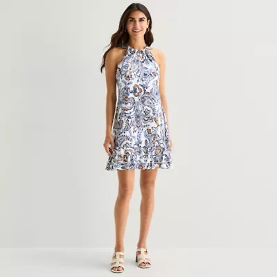 MSK Womens Sleeveless Paisley Shift Dress