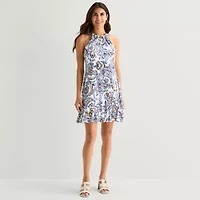 MSK Womens Sleeveless Paisley Shift Dress