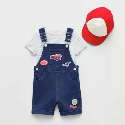 Little Lad Baby Boys 3-pc. Shortall Set