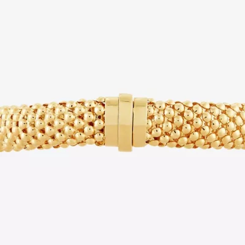 Womens 14K Gold 7.25 Inch Hollow Popcorn Chain Bracelet