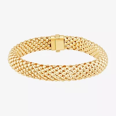 Womens 14K Gold 7.25 Inch Hollow Popcorn Chain Bracelet