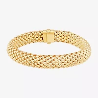 Womens 14K Gold 7.25 Inch Hollow Popcorn Chain Bracelet