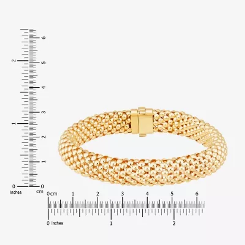 Womens 14K Gold 7.25 Inch Hollow Popcorn Chain Bracelet