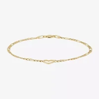 Womens 14K Gold Heart Charm Bracelet