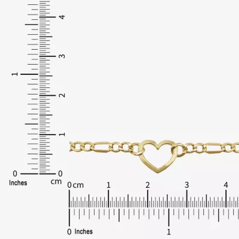 Womens 14K Gold Heart Charm Bracelet
