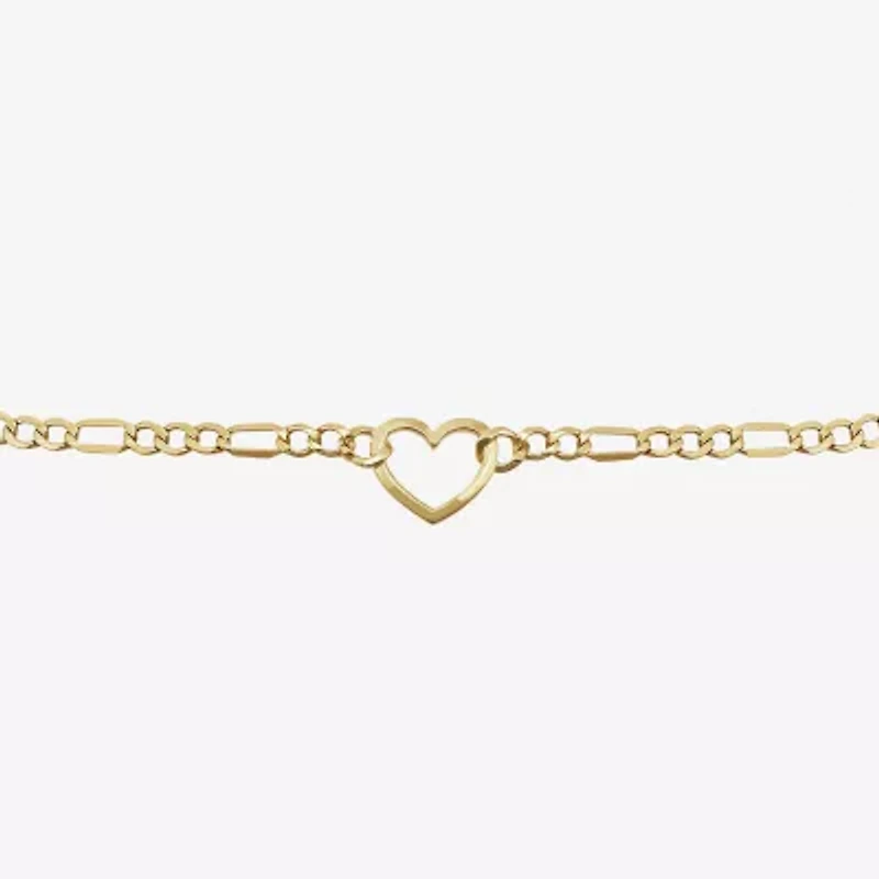 Womens 14K Gold Heart Charm Bracelet