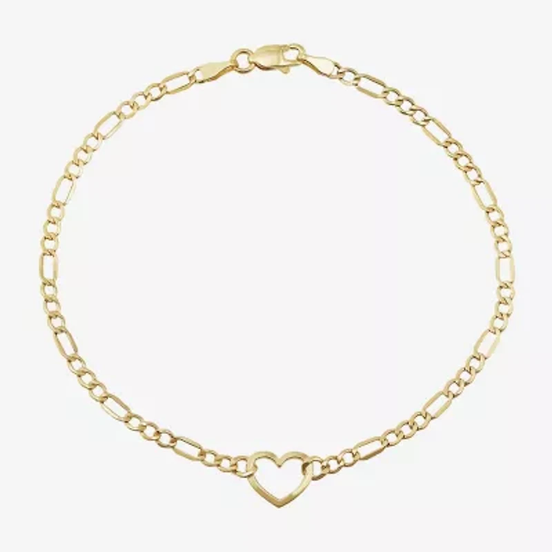 Womens 14K Gold Heart Charm Bracelet