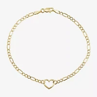 Womens 14K Gold Heart Charm Bracelet