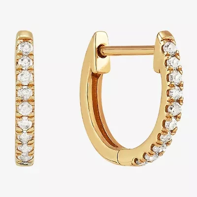 Girls 1/10 CT. T.W. Natural White Diamond 14K Gold 10.6mm Hoop Earrings