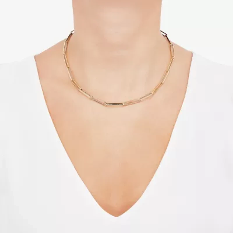 Unisex Adult 14K Gold 18 Inch Paperclip Chain Necklace