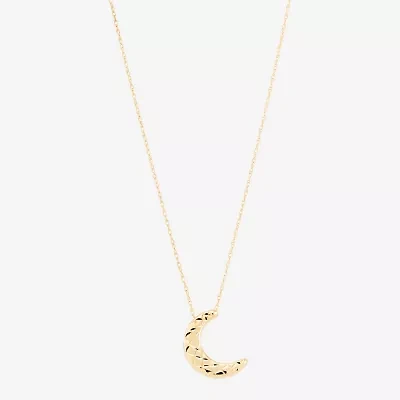 Womens 10K Gold Moon 20 Inch Pendant Necklace