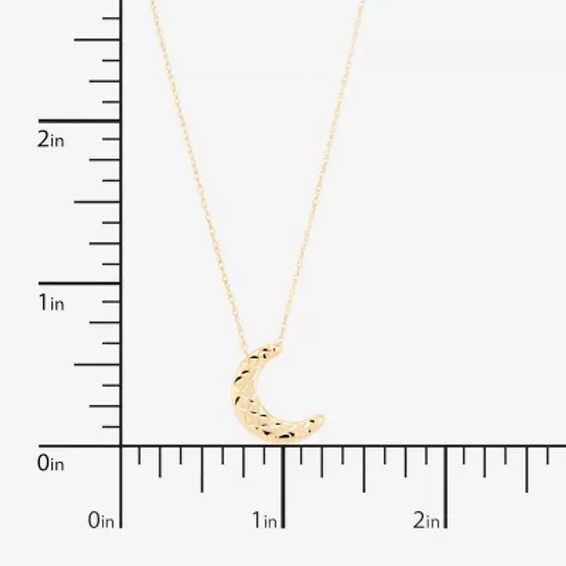 Womens 10K Gold Moon 20 Inch Pendant Necklace