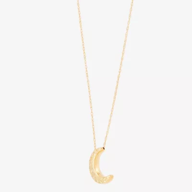 Womens 10K Gold Moon 20 Inch Pendant Necklace