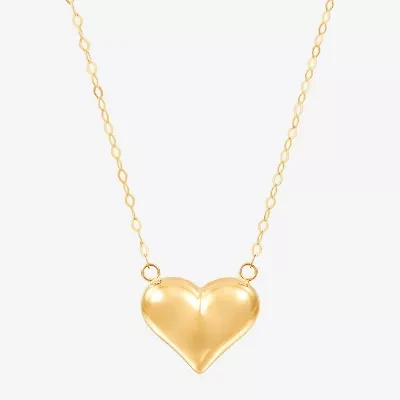 Womens 14K Gold Heart 17 Inch Pendant Necklace