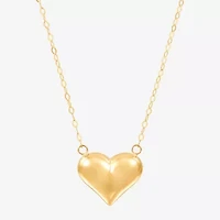 Womens 14K Gold Heart 17 Inch Pendant Necklace