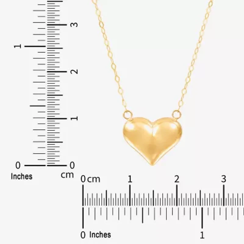 Womens 14K Gold Heart 17 Inch Pendant Necklace