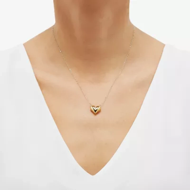 Womens 14K Gold Heart 17 Inch Pendant Necklace