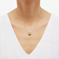 Womens 14K Gold Heart 17 Inch Pendant Necklace