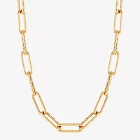 Womens 14K Gold 17 Inch Paperclip Chain Necklace
