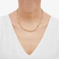 Womens 14K Gold 17 Inch Paperclip Chain Necklace