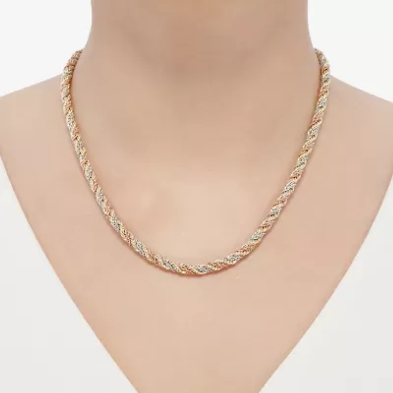 Womens 14K Gold Inch Rope Chain Necklace