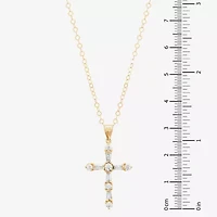 Cross Womens White Cubic Zirconia 10K Gold Cross 18 Inch Pendant Necklace