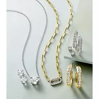 Yes, Please! (G-H / I1-12) Womens Diamond Accent Lab Grown White Diamond 14K Gold Over Silver Paperclip 18 Inch Pendant Necklace