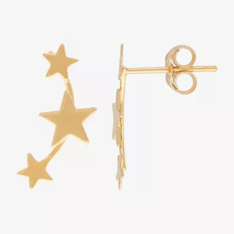 Womens 14K Gold Star Ear Climbers