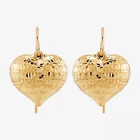 Womens 10K Gold Heart Drop Earrings