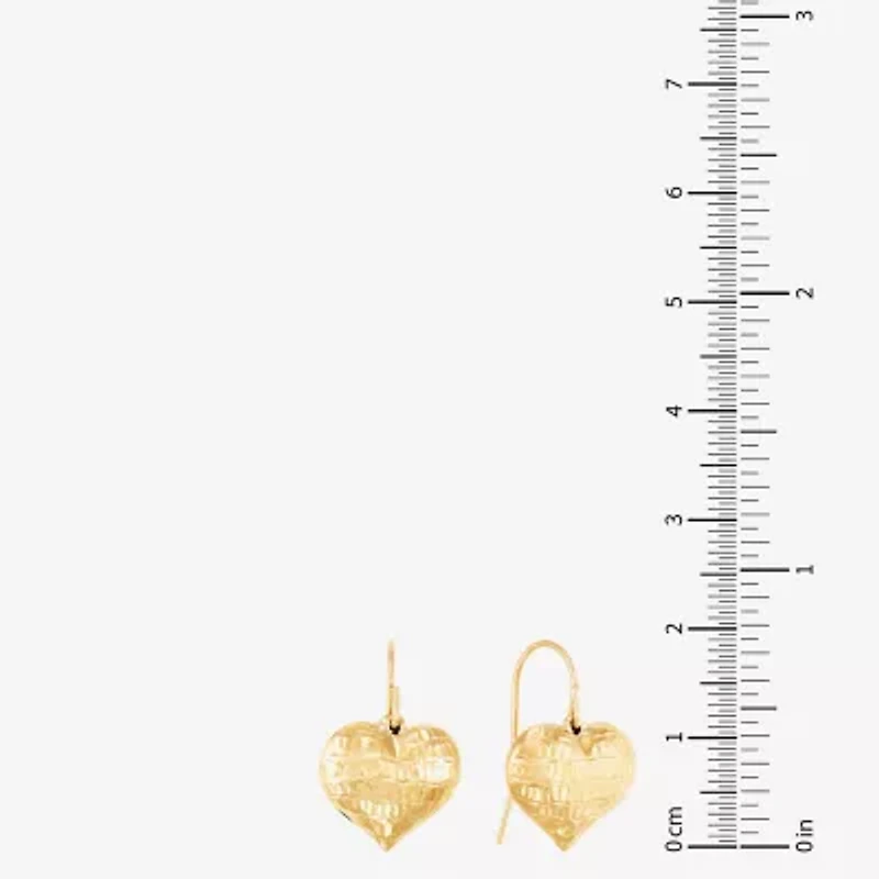 Womens 10K Gold Heart Drop Earrings