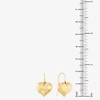 Womens 10K Gold Heart Drop Earrings